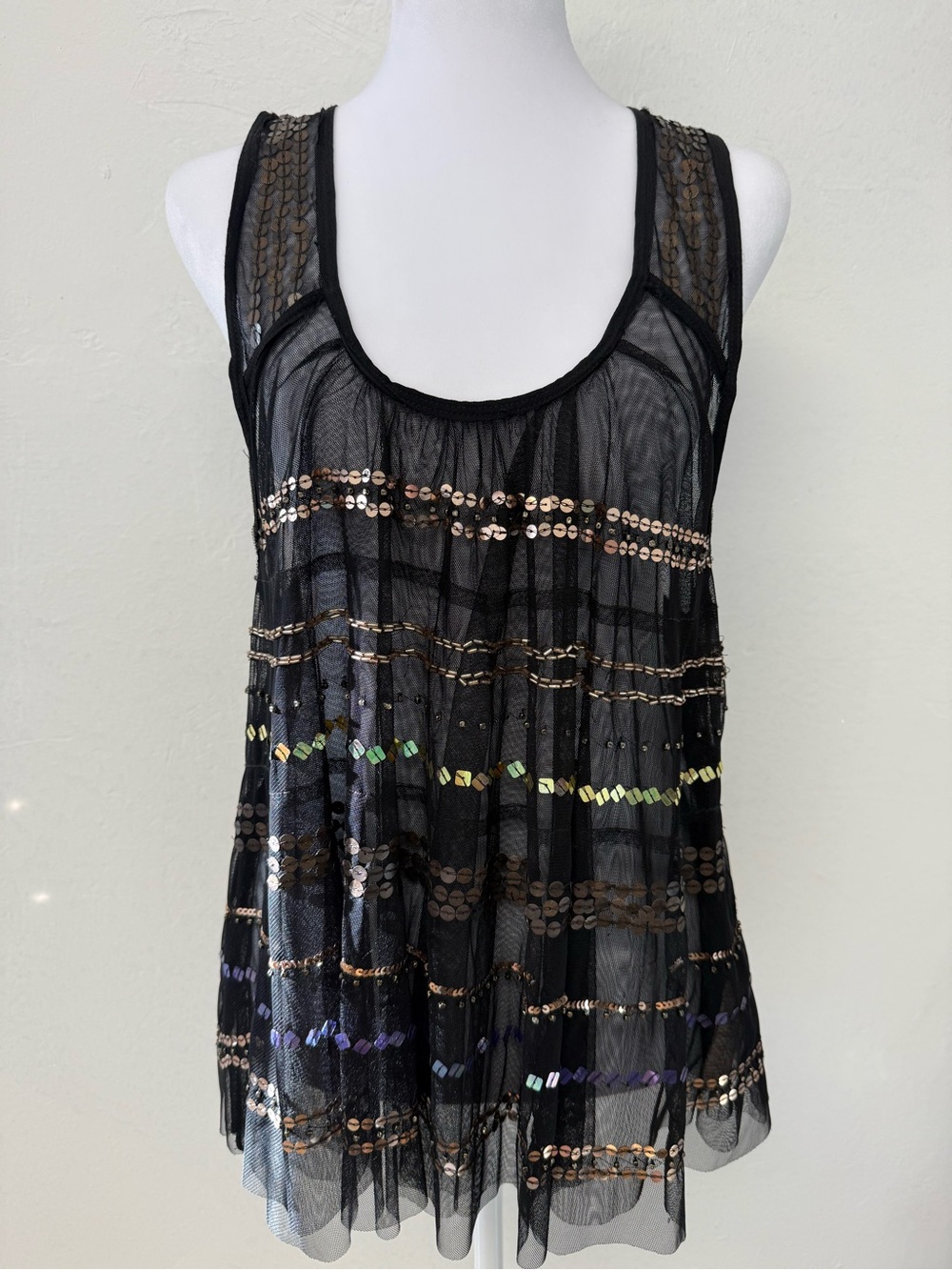 Free People Mercury Embellished Sheer Tank